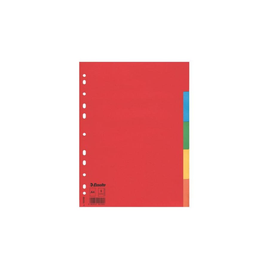 1712-SEPARADOR DE CARTON CON 5 POSICIONES FORMATO A4 COLORES VIVOS ESSELTE 100199 1712-SEPARADOR DE CARTON CON 5 POSICIONES FORMATO A4 COLORES VIVOS ESSELTE 100199