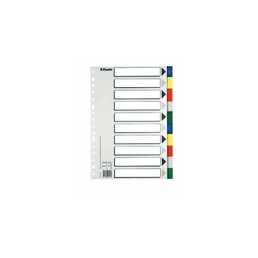 1713-SEPARADOR DE POLIPROPILENO CON 10 POSICIONES FORMATO FOLIO COLORES VIVOS ESSELTE 11610 1713-SEPARADOR DE POLIPROPILENO CON 10 POSICIONES FORMATO FOLIO COLORES VIVOS ESSELTE 11610