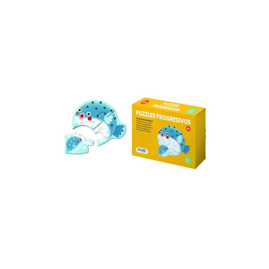 17259-CAJA 4 PUZZLES PROGRESIVOS ANIMALES - PUZZLE DE 2/3 PIEZAS - A PARTIR DE 2 ANOS DOHE 65000