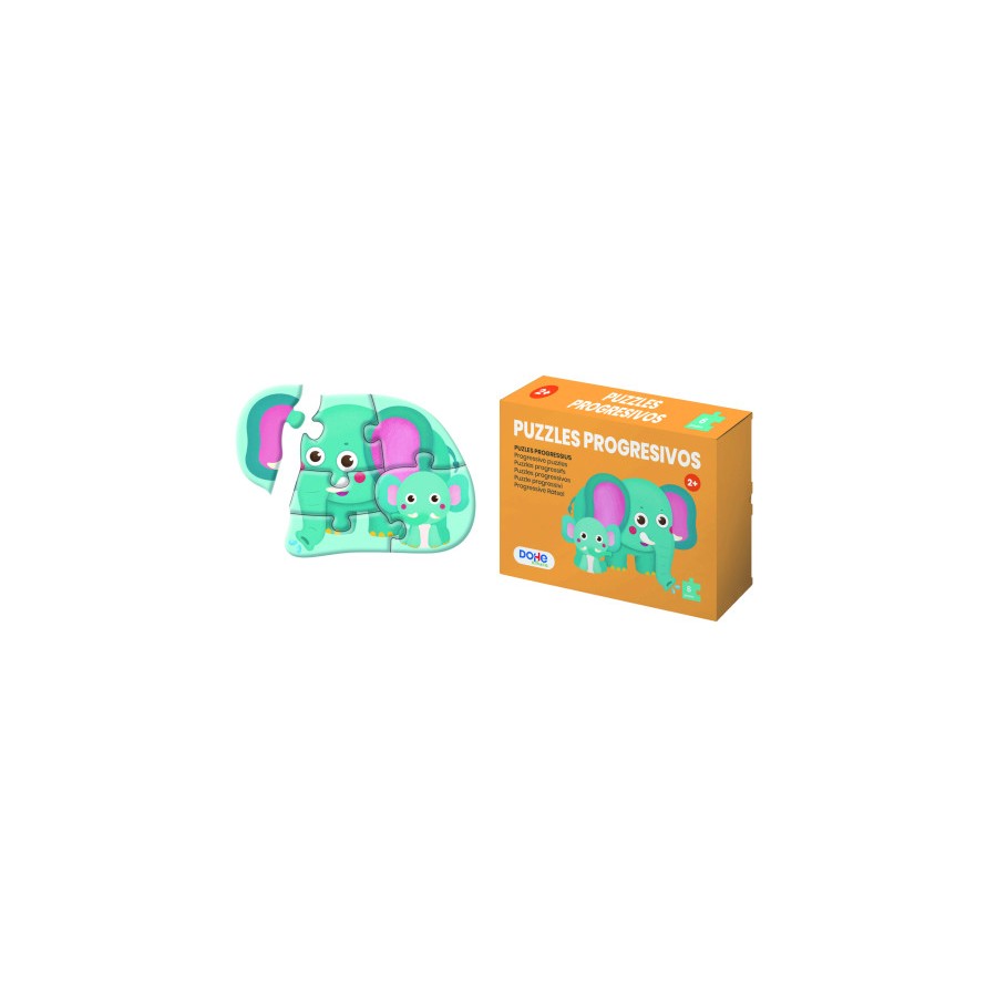 17261-CAJA 4 PUZZLES PROGRESIVOS ANIMALES - PUZZLE DE 6 PIEZAS - A PARTIR DE 2 ANOS DOHE 65002