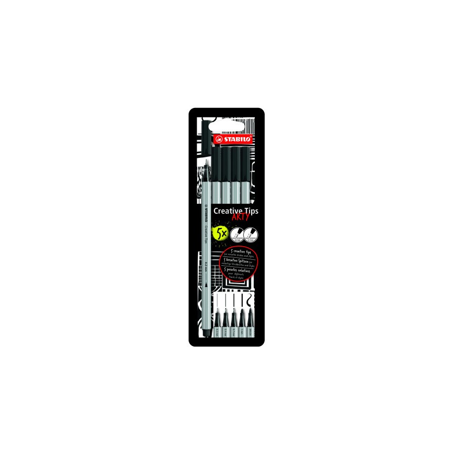 17348-ESTUCHE ROTULADORES CREATIVE TIPS ARTY CON 5 PUNTAS DIFERENTES EN COLOR NEGRO STABILO 89/5-1-20