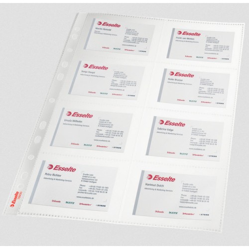 1740-BOLSA 10 FUNDAS TARJETAS VISITAS MULTITALADRO PVC FORMATO A4 110 MICRAS ESSELTE 78930