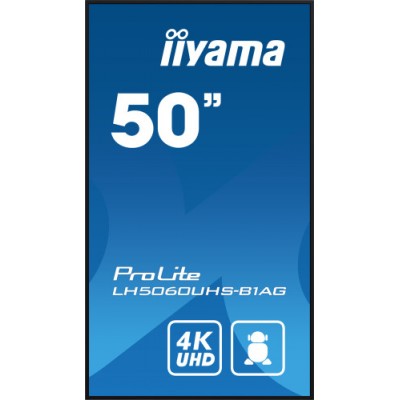 MONITOR IIYAMA 50 3840X2160 UHD 500CD M2 LANDSCAPE PORTRAIT MM 2X 10W 3X HDMI USB 20 X2 WIFI LAN MEDIA PLAY USB CONTROL LAN RS2