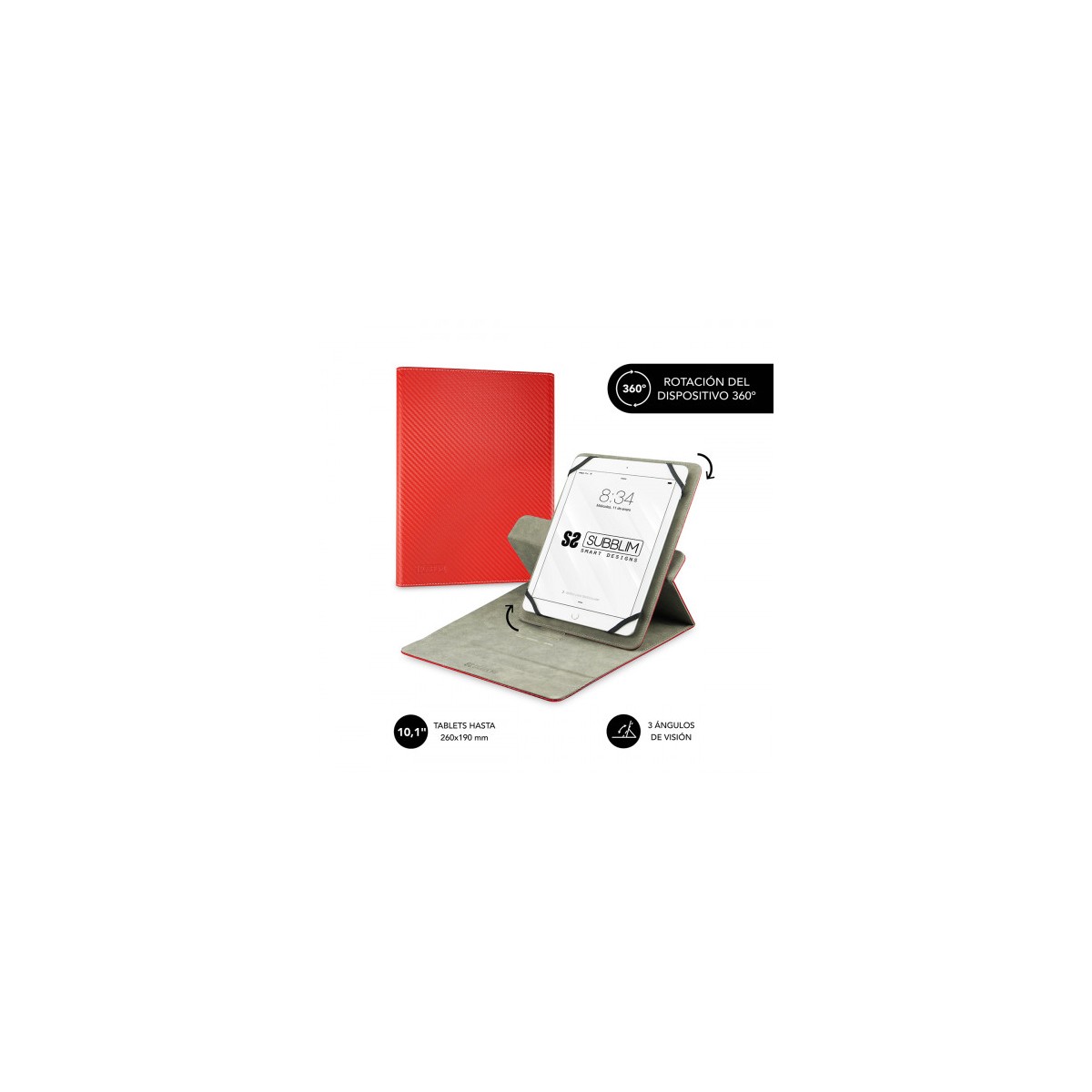 SUBBLIM Funda Tablet Rotate 360 Executive Case 101 Red