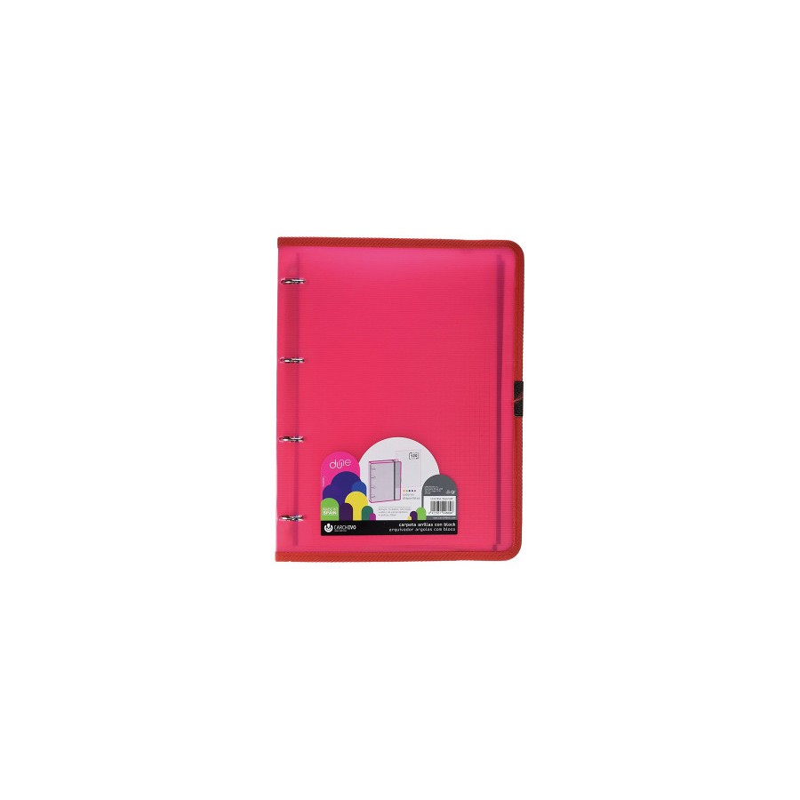 1834-CARPETA ANILLA CARPEBLOCK POLIPROPILENO DUNE A4 120 HOJAS GOMA ROJO CARCHIVO 12377453