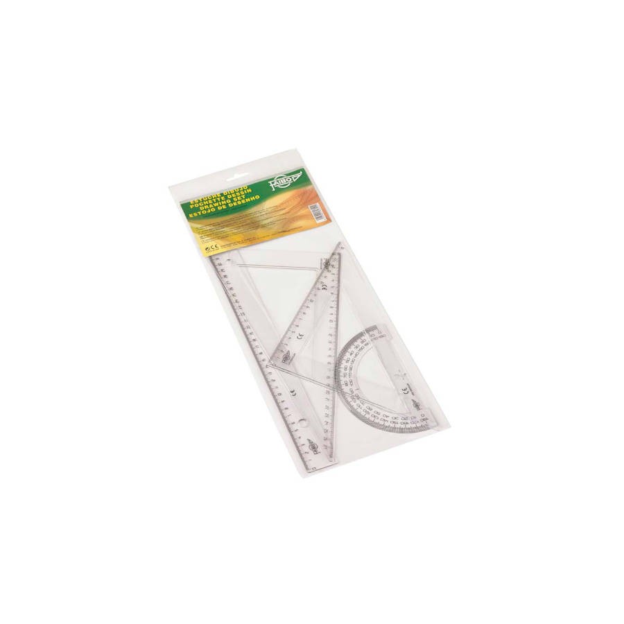 1878-ESTUCHE CON REGLA / ESCUADRA / CARTABON Y SEMICIRCULO 25 CM. PLASTICO FAIBO 804 1878-ESTUCHE CON REGLA / ESCUADRA / CARTABON Y SEMICIRCULO 25 CM. PLASTICO FAIBO 804