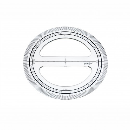 1910-CIRCULO TRANSPARENTE EN PLASTICO INYECTADO GRADUADO Y BISELADO 12 CM. FAIBO 220