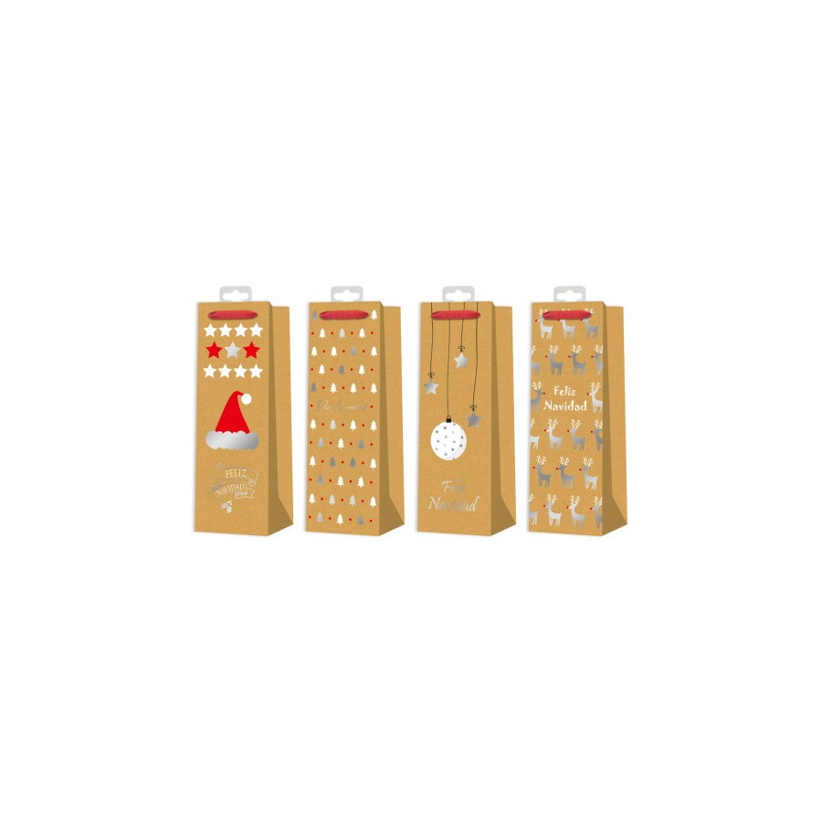 19385-BOLSA BOTELLAS NAVIDAD KRAFT BISMARK 332863 19385-BOLSA BOTELLAS NAVIDAD KRAFT BISMARK 332863