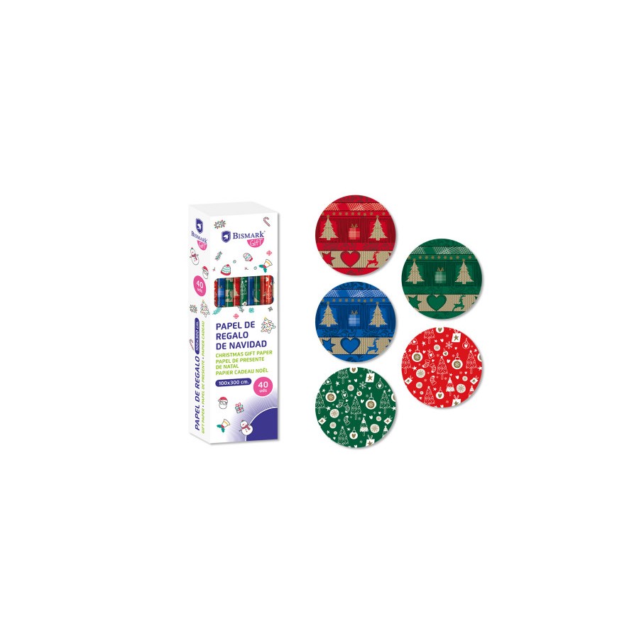 19387-PAPEL DE REGALO NAVIDAD METALIZADO 100X300 CM BISMARK 332995 19387-PAPEL DE REGALO NAVIDAD METALIZADO 100X300 CM BISMARK 332995
