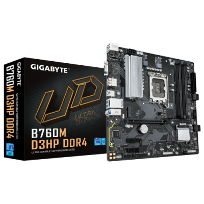 GIGABYTE B760M D3HP DDR4 Compatible con CPUs Intel Core de 14ª generacion VRM Digital 411 fases hasta 5333MHz DDR4 OC 2xPCIe 40