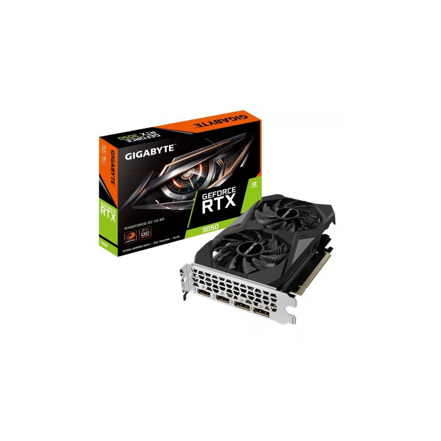 20225-VGA GIGABYTE GV-N3050WF2OCV2-6GD,NV,RTX3050,GDDR6,6GB,96BIT,2HDMI+2DP,WINDFORCE 2X (2 VENTILADORES)