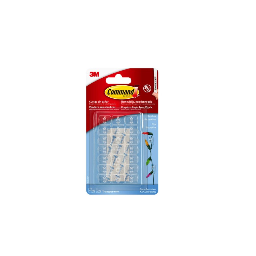 20277-BLISTER 20 GANCHOS ADHESIVOS DECORATIVOS TRANSPARENTES COMMAND 17026CLR 3M 7100309363
