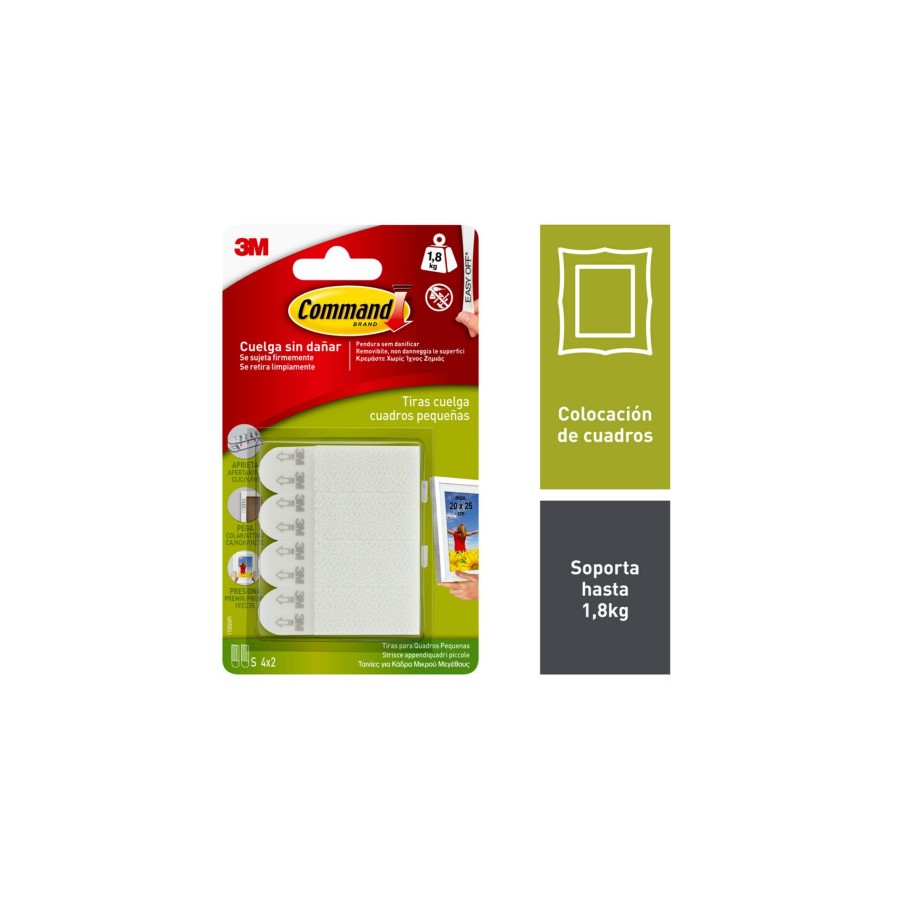 20280-BLISTER TIRAS ADHESIVAS PEQUENAS PARA CUADROS HASTA 1,8KG COMMAND 17202 3M 7100127222
