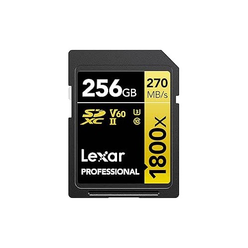 20334-LEXAR 256GB PROFESSIONAL 1800X SDXC UHS-II CARDS,  UP TO 280MB/S READ 210MB/S WRITE C10 V60 U3