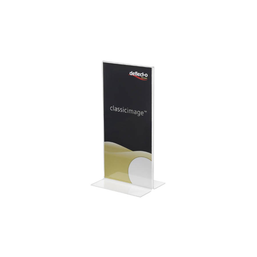 2116-EXPOSITOR DE SOBREMESA EN FORMA T A 2 CARAS POLIESTIRENO 1/3 A4 VERTICAL DEFLECTO 45101