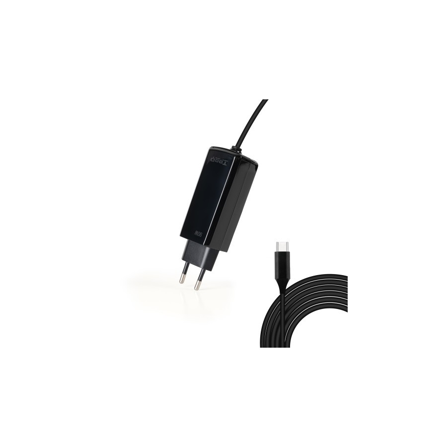 21163-TooQ Cargador de portatil GAN USB-C PD 90W, Negro