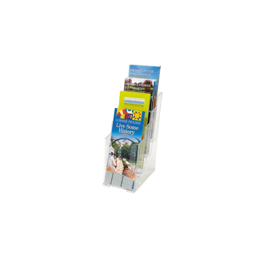 2132-EXPOSITOR SOBREMESA ESCALONADO CON 4 COMPARTIMENTOS TRANSPARENTE 1/3 A4 DEFLECTO 77701