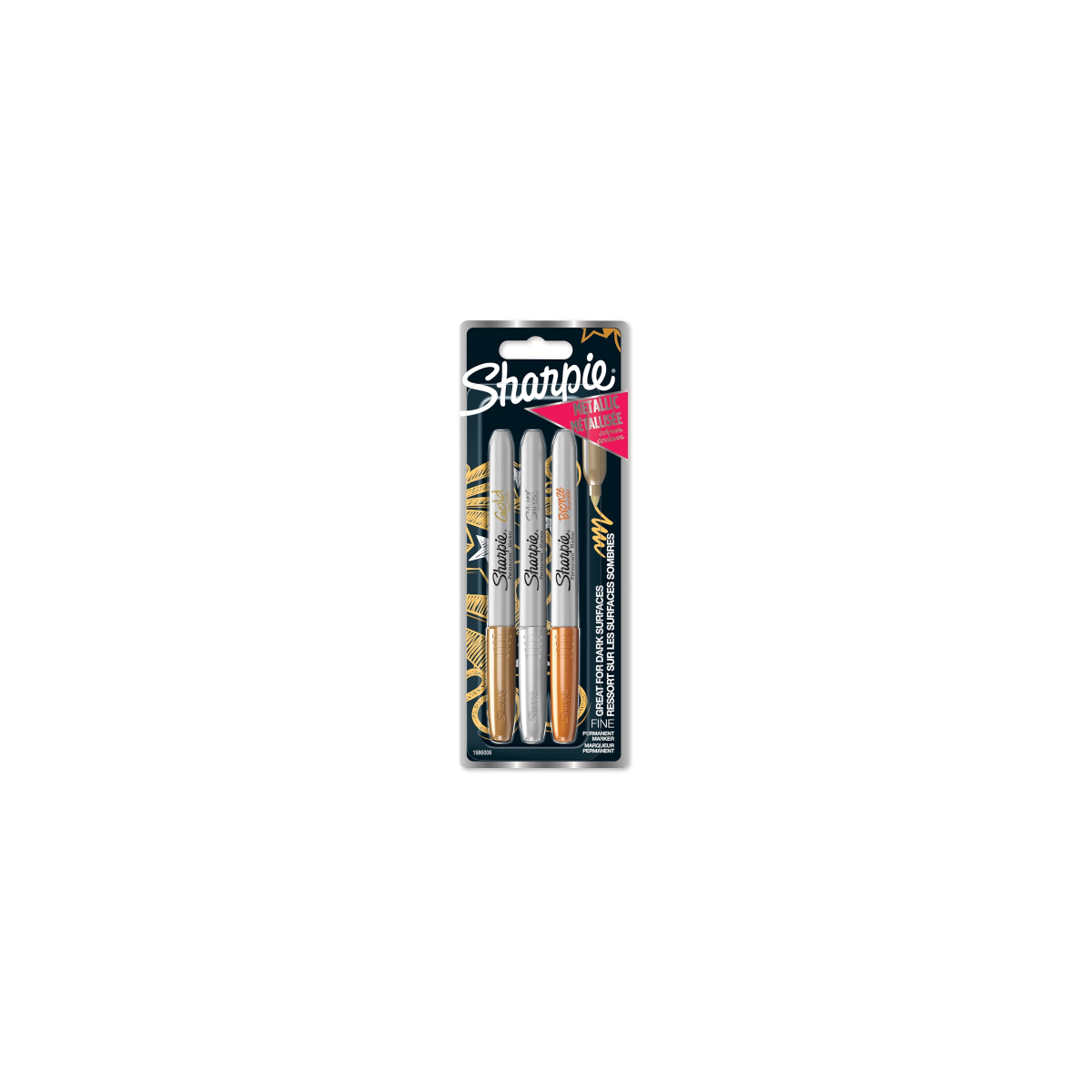 MARCADOR PERMANENT METaLICOS BLISTER 3 PUNTA FINA ORO PLATA BRONCE SHARPIE 1986006