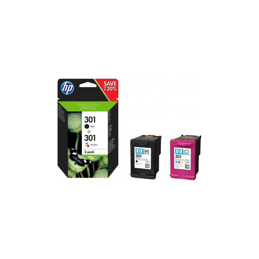 21471-TINTA HP NEGRO HP301 PACK (NEGRO/TRICOLOR) N9J72AE