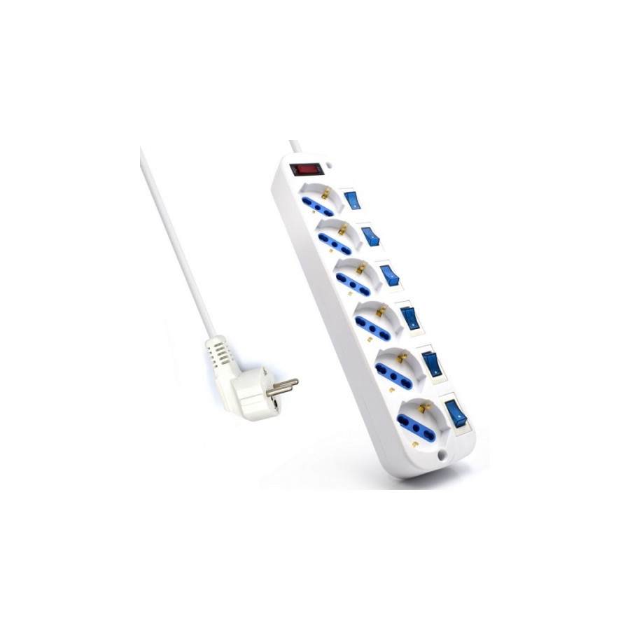 22209-Ewent EW3932-3M limitador de tension 6 salidas AC Blanco