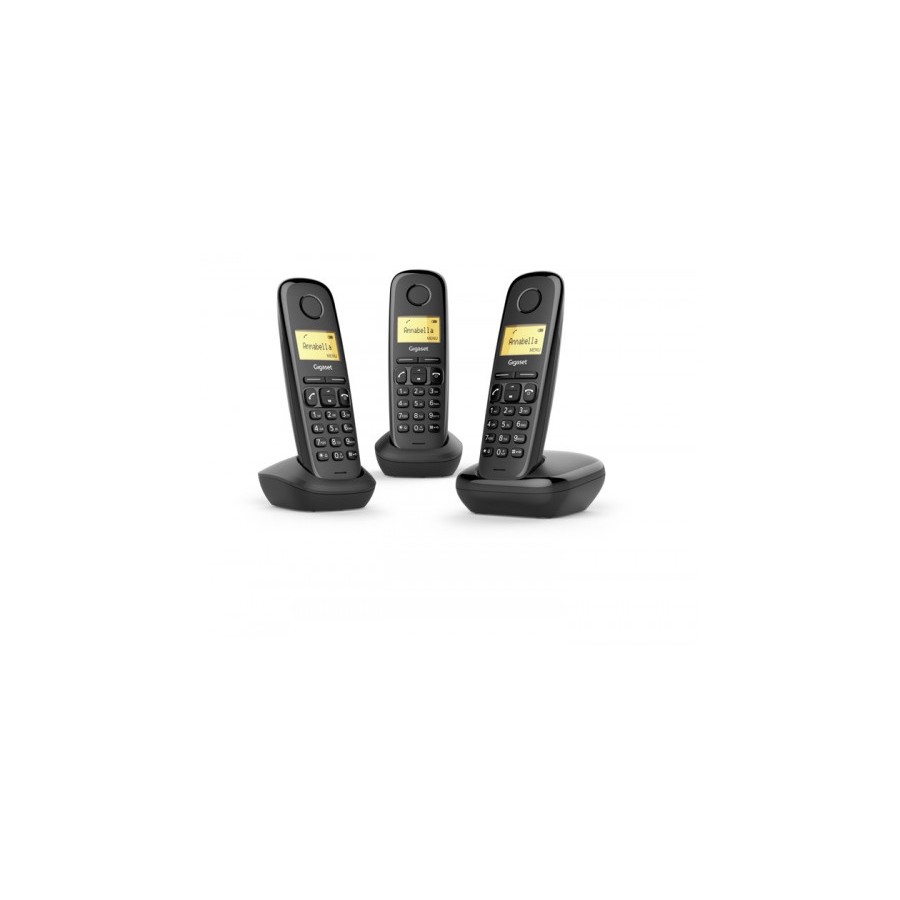 22227-Gigaset A170 Trio Telefono DECT/analogico Negro Identificador de llamadas
