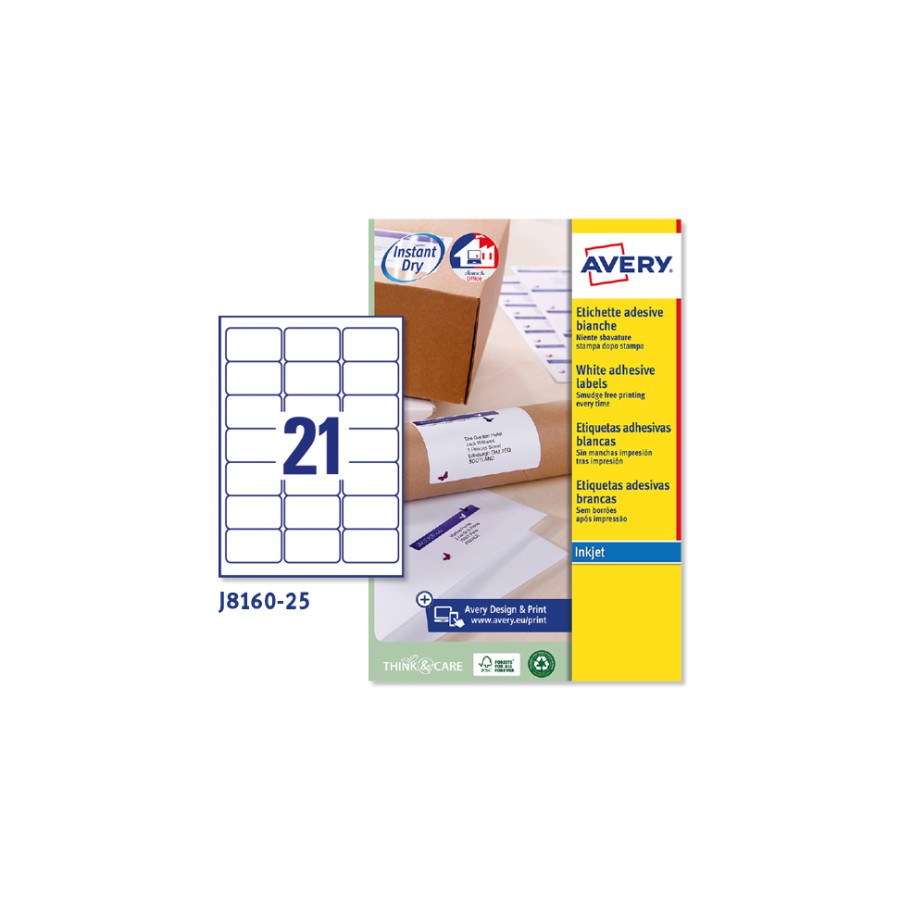 2259-PAQUETE 25 HOJAS ETIQUETAS BLANCAS QUICK DRY-IMPRESORAS DE INYECCION DE TINTA-63,5X38,1 MM AVERY J8160-25 2259-PAQUETE 25 HOJAS ETIQUETAS BLANCAS QUICK DRY-IMPRESORAS DE INYECCION DE TINTA-63,5X38,1 MM AVERY J8160-25