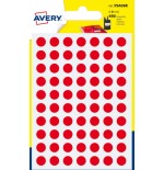 2288-PAQUETE 6 HOJAS ETIQUETAS REDONDAS GOMETS ROJAS 8MM DIAMETRO AVERY PSA08R