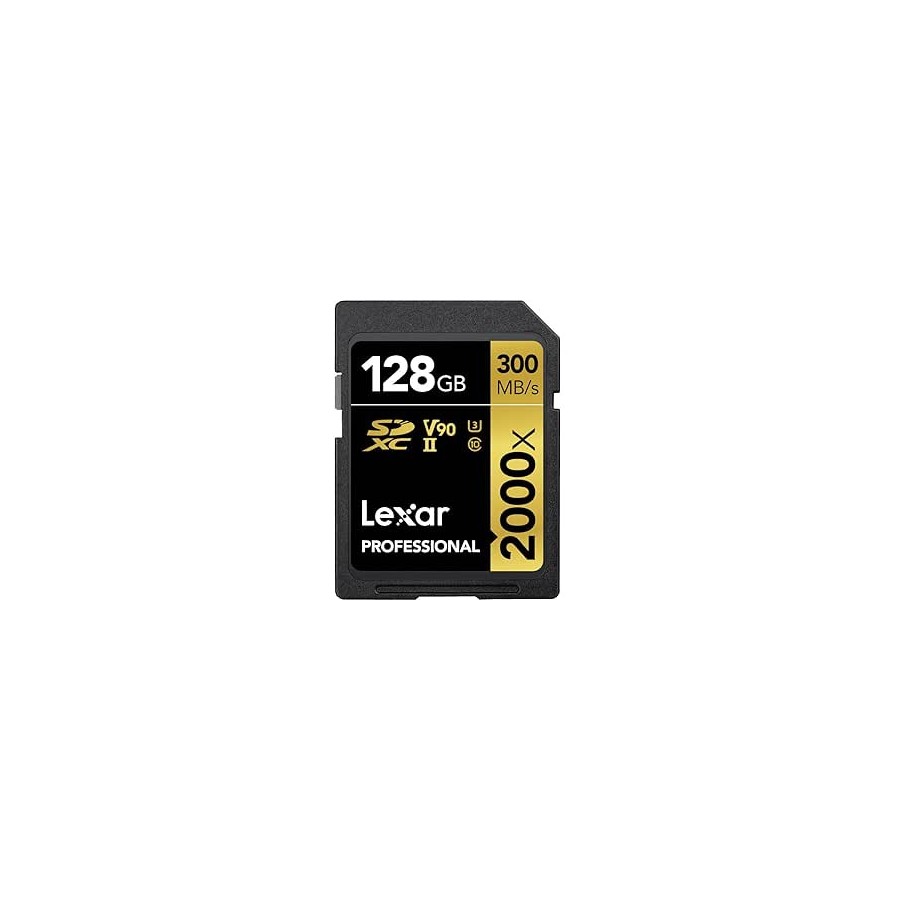 22934-LEXAR 128GB PROFESSIONAL 2000X SDXC UHS-II CARDS, UP TO 300MB/S READ 260MB/S WRITE C10 V90 U3