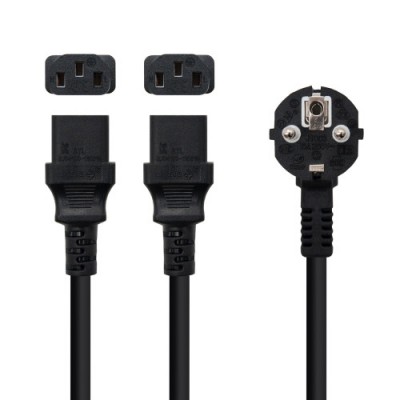 Nanocable Cable de Alimentacion CEE7 M a 2xC13 H Negro 3 m