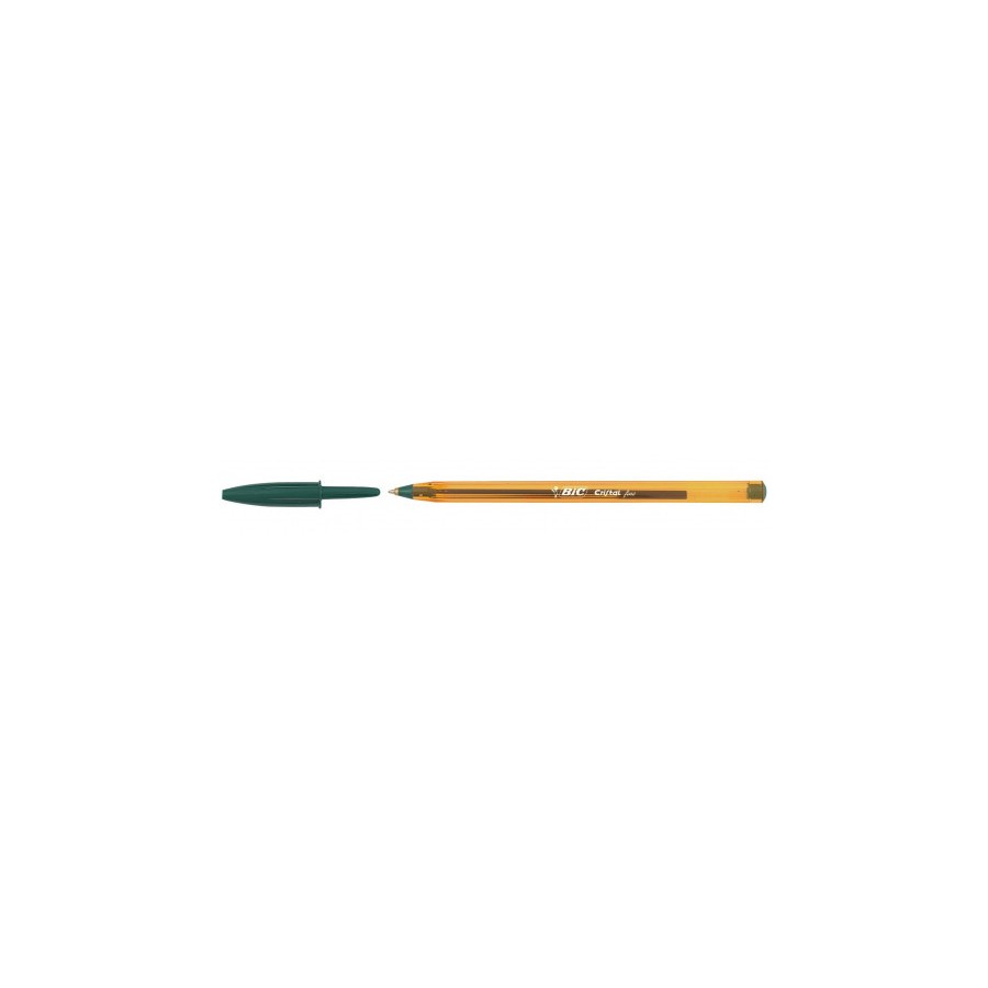 24423-BOLIGRAFO CRISTAL FINE CUERPO NARANJA TRAZO 0,3 MM. COLOR VERDE BIC 872729