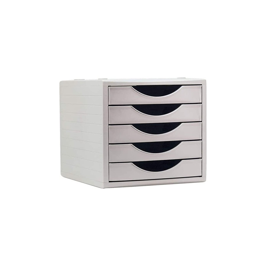 24573-MODULO ECOGREEN 5 CAJONES BLANCO 100% RECICLADO Y RECICLABLE DIN A4 FOLIO Y SUBCARPETA MEDIDAS: 340X270X260 MM CAR