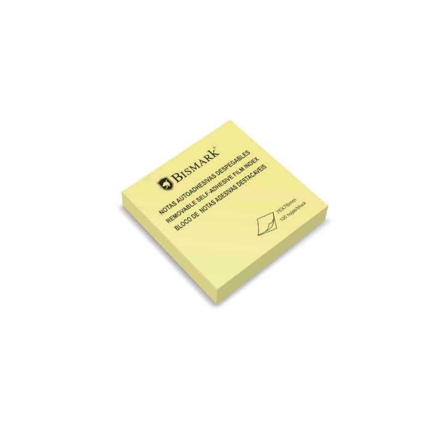 2476-TACO NOTAS ADHESIVAS AMARILLAS 76X76 MM. 100 HOJAS BISMARK 921007 2476-TACO NOTAS ADHESIVAS AMARILLAS 76X76 MM. 100 HOJAS BISMARK 921007