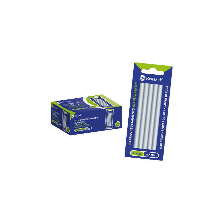 2486-BLISTER 10 BARRAS DE PEGAMENTO SILICONA TRANSPARENTE 7,2 X 100 MM. BISMARK 327109 2486-BLISTER 10 BARRAS DE PEGAMENTO SILICONA TRANSPARENTE 7,2 X 100 MM. BISMARK 327109