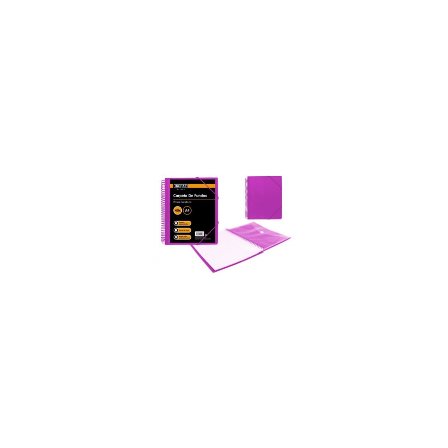 25069-CARPETA ESPIRAL 40 FUNDAS CON SOBRE A4 MORADO POLIPROPILENO INGRAF 332498