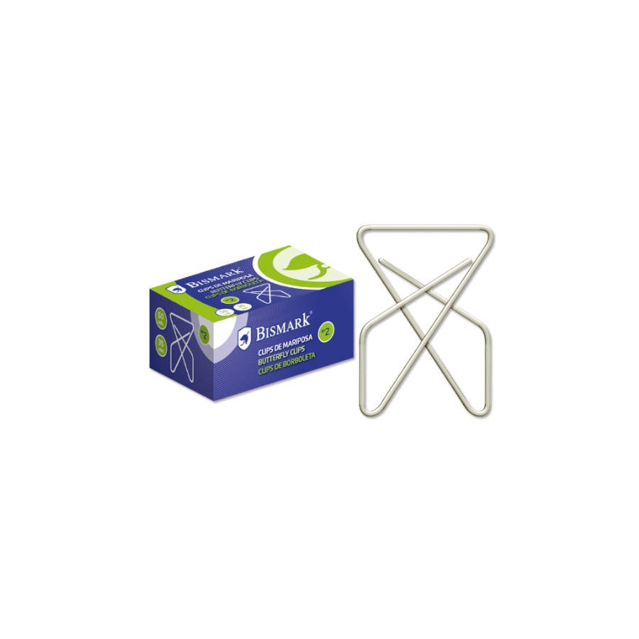 2516-CAJA 50 CLIPS NIQUELADOS DE MARIPOSA No 10 BISMARK 321358 2516-CAJA 50 CLIPS NIQUELADOS DE MARIPOSA No 10 BISMARK 321358