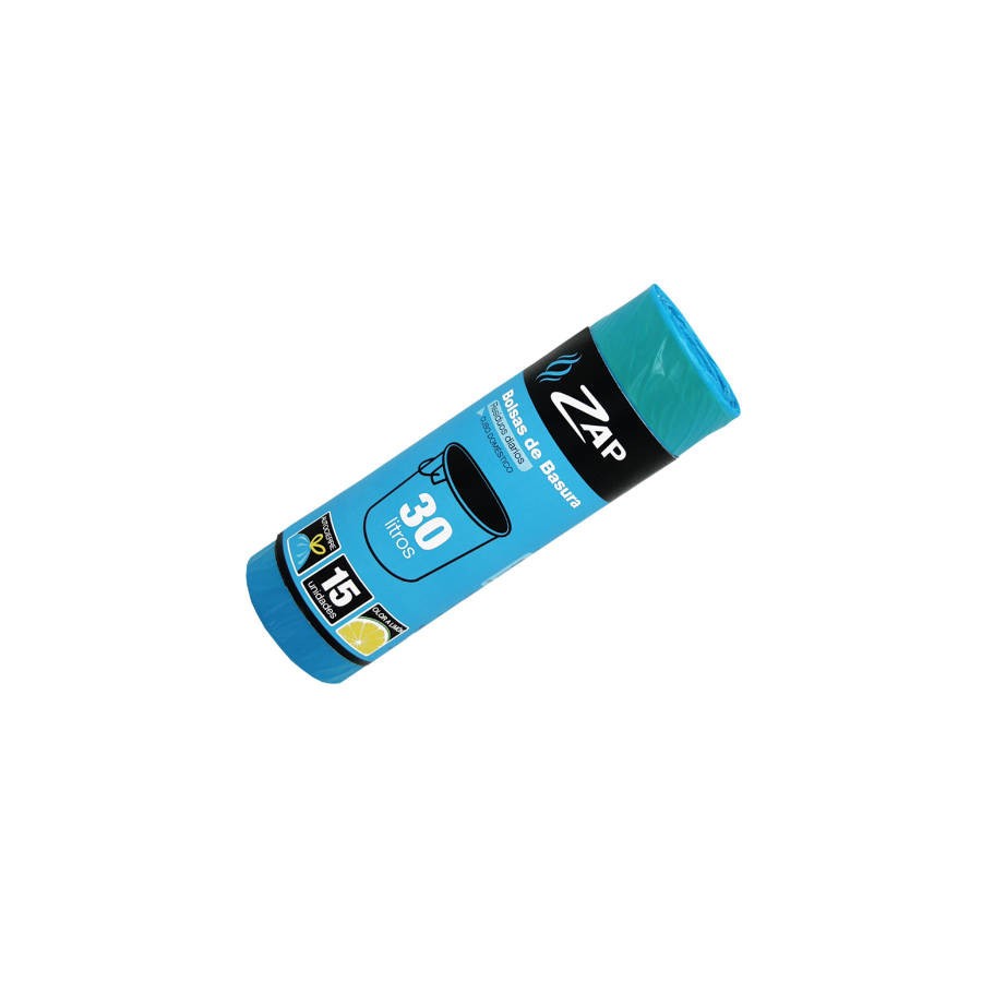 2536-ROLLO 15 UNIDADES BOLSA BASURA AZUL OLOR LIMON 30 LITROS ZAP 320186 2536-ROLLO 15 UNIDADES BOLSA BASURA AZUL OLOR LIMON 30 LITROS ZAP 320186