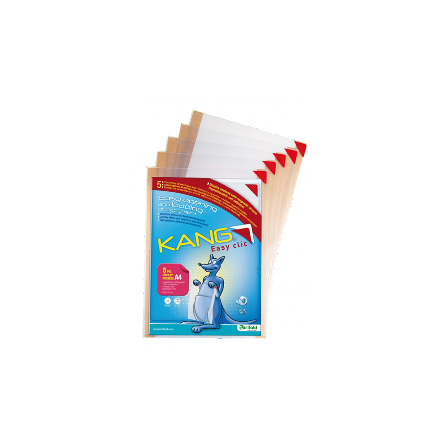 2605-PACK DE 5 FUNDA ADHESIVA REPOSCIONABLE KANG EASY CLIC A4 VERTICAL/HORIZONTAL TARIFOLD 194770