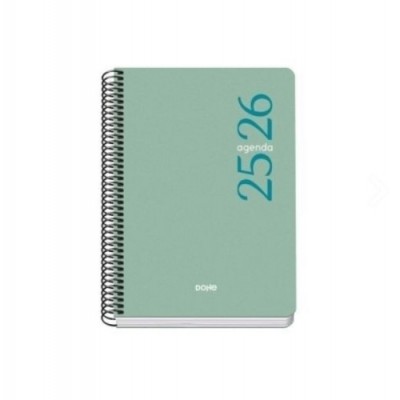 AGENDA ESCOLAR 2025 2026 TAMANO A5 TAPA POLIPROPILENO SEMANA VISTA MODELO ESENCIAL BASIC VERDE DOHE 52070
