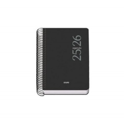 AGENDA ESCOLAR 2025 2026 TAMANO A5 TAPA POLIPROPILENO SEMANA VISTA MODELO ESENCIAL BASIC NEGRO DOHE 52071