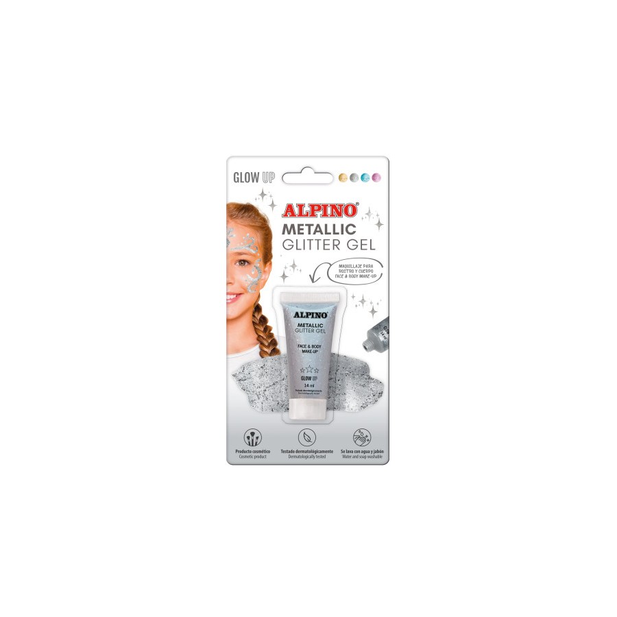 26642-BLISTER MAQUILLAJE CON COLOR Y PURPURINA GLITTER PLATA ALPINO DL000601