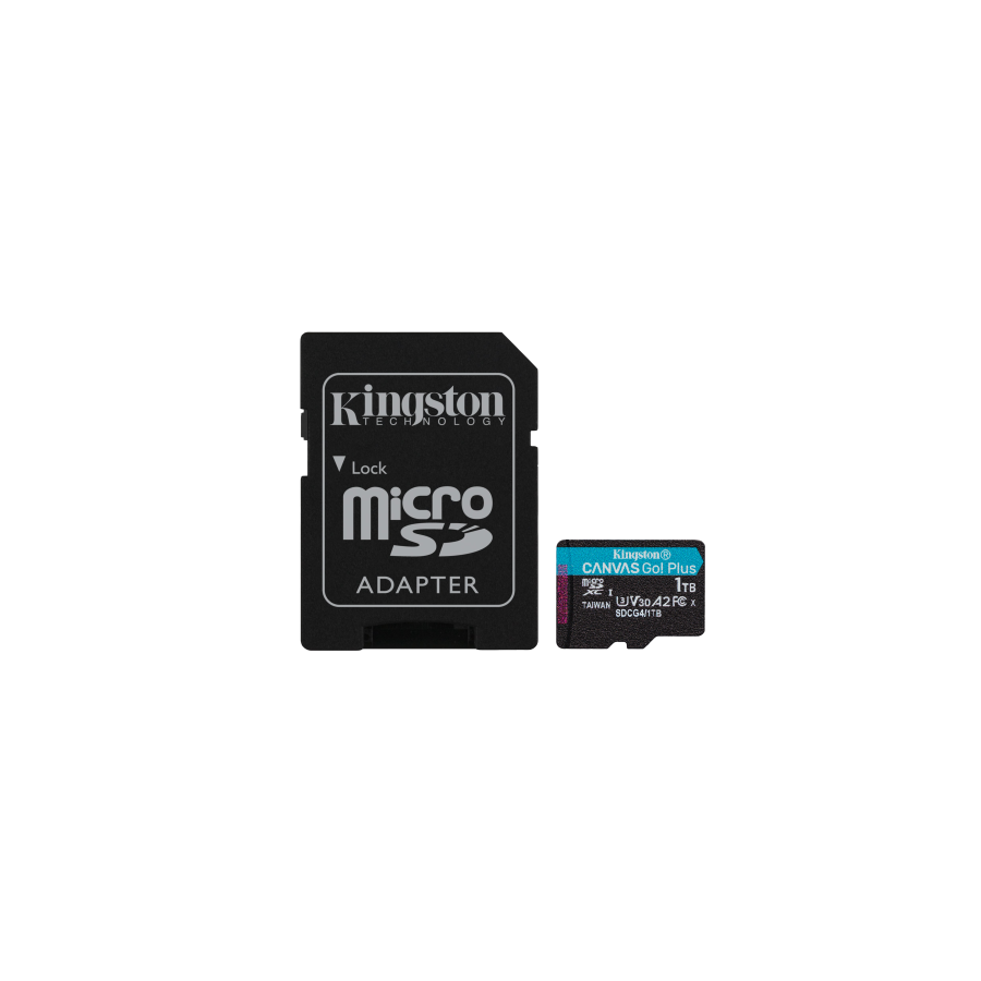 26787-Kingston Technology Tarjeta microSDXC Canvas Go Plus Gen4 de 1 TB, 200 MB/s, A2 U3 V30 y adaptador
