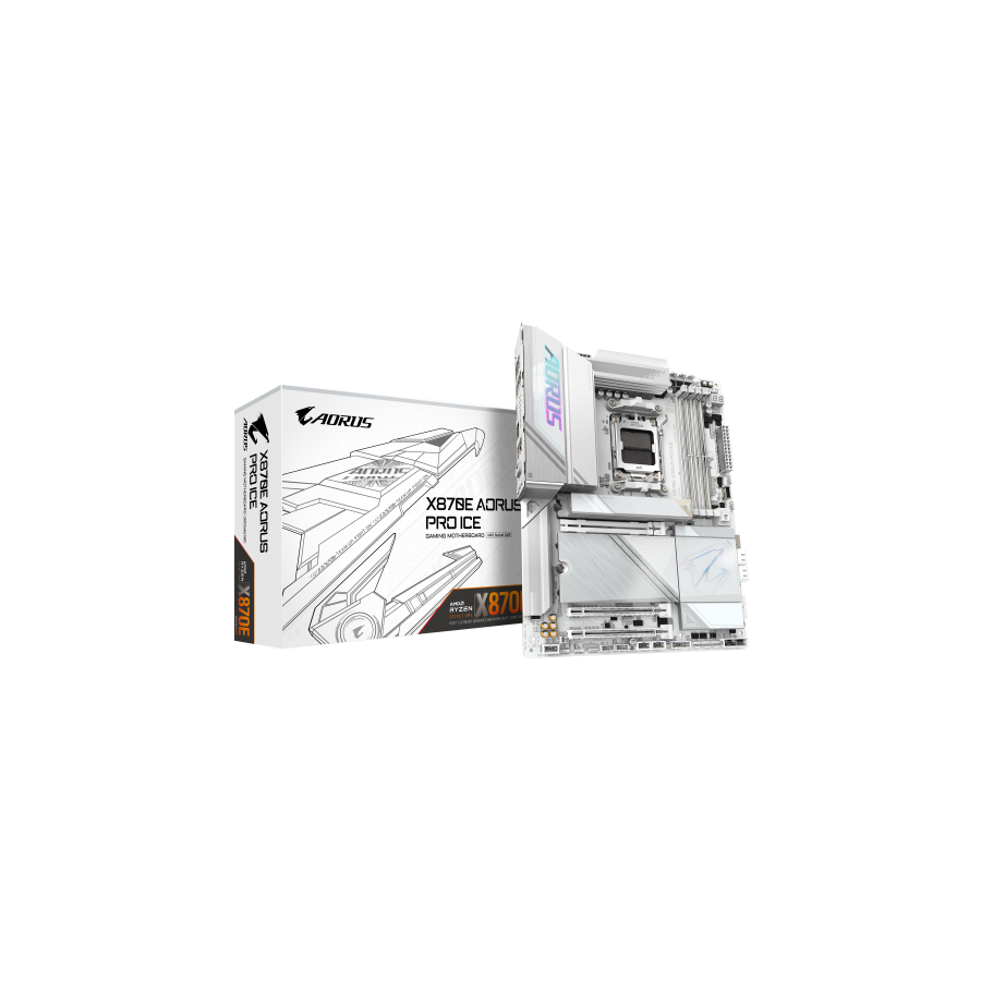 26985-GIGABYTE Placa base X870E AORUS PRO ICE - Compatible con CPUs AMD Ryzen 9000, VRM digital de 16+2+2 fases, hasta 8