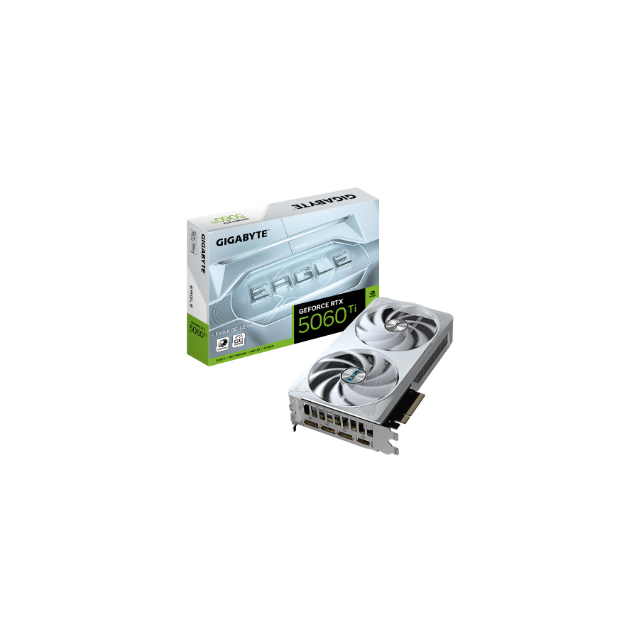 27016-GIGABYTE GeForce RTX 5060 Ti EAGLE OC ICE 16G Tarjeta Grafica - 16 GB GDDR7, 128 bits, PCI-E 5.0, 2617 MHz Frecuen