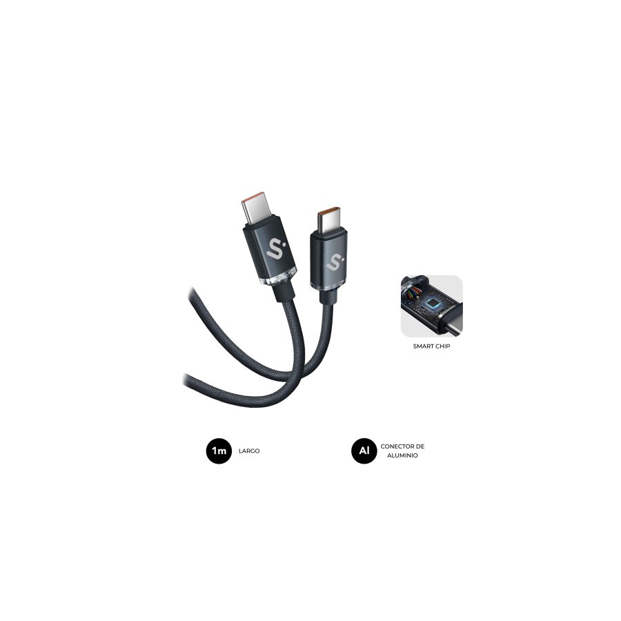 27026-SUBBLIM CABLE OPTIMUS 60W C-C 1m BLACK