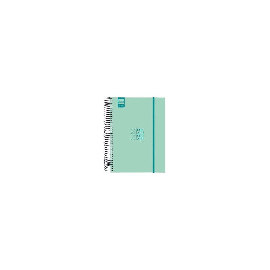 27948-AGENDA ESCOLAR 2025-2026 ESPIR E10-155X212 1DIA PAGINA TURQUESA+ FINOCAM 633120126