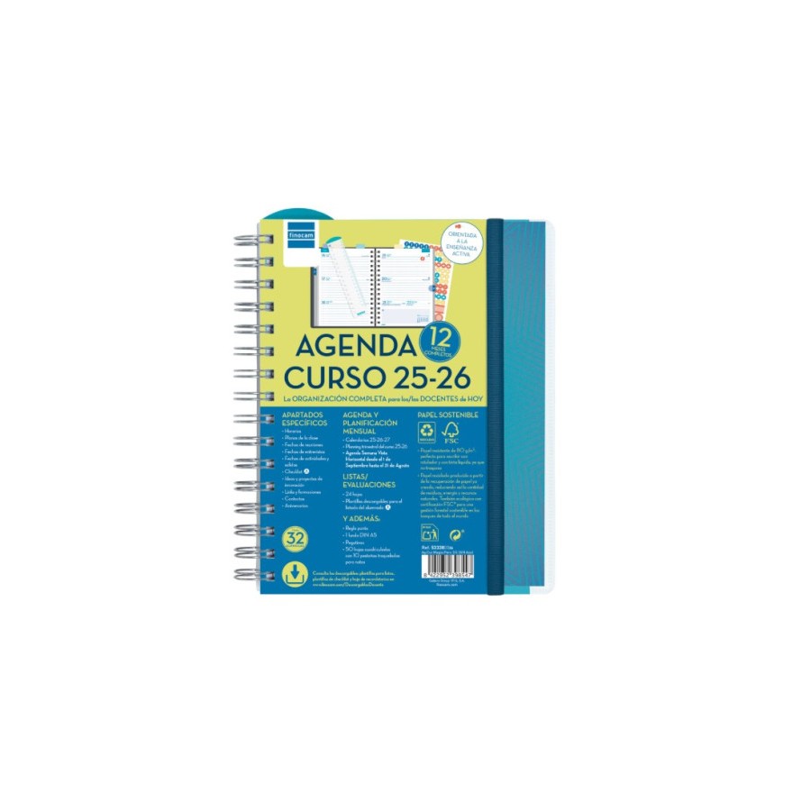 28006-AGENDA DOCENTE 2025-2026 MAGISTRAL PERSONALIZABLE 4o 155X212 SEMANA VISTA HORIZONTAL AZUL+ FINOCAM 533380026