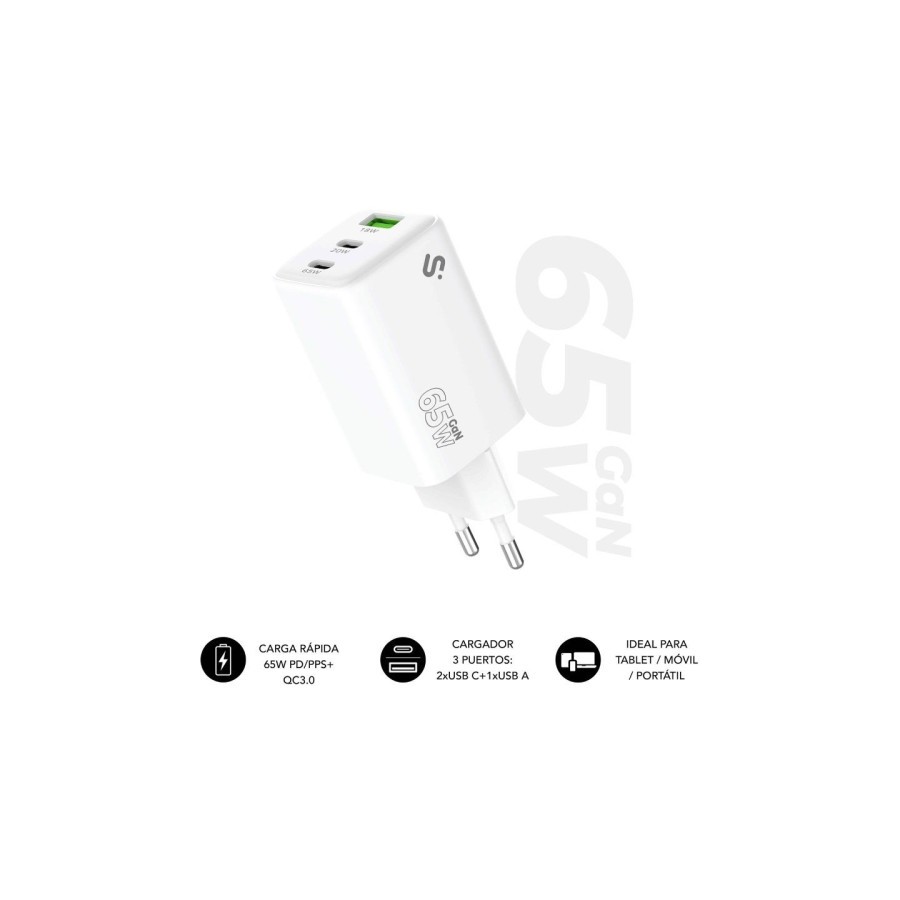 28616-SUBBLIM CARGADOR GAN 65W CHARGER USB C+C+A 28616-SUBBLIM CARGADOR GAN 65W CHARGER USB C+C+A