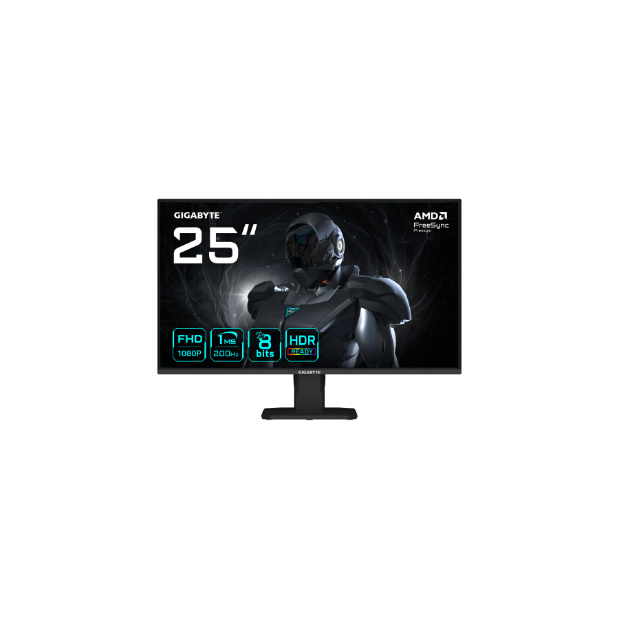 28695-GIGABYTE GS25F2 Monitor Gaming 25" FHD - 1920 x 1080, 200Hz, 1ms, 300 cd/m2, Display HDR 10, HDMI 2.0, DisplayPort