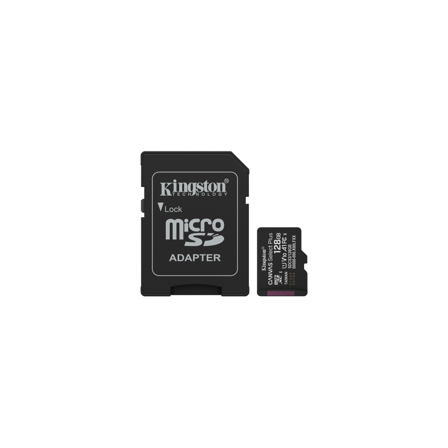 28721-Kingston Technology 128GB microSDXC Canvas Select Plus Gen3 150MB/s A1 (Incluye adaptador de SD) 28721-Kingston Technology 128GB microSDXC Canvas Select Plus Gen3 150MB/s A1 (Incluye adaptador de SD)