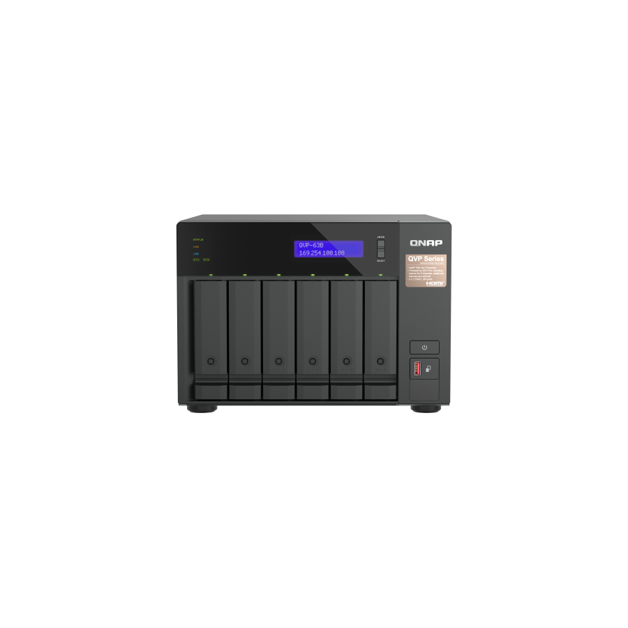 28930-QNAP QVP-63B servidor de almacenamiento NAS Torre IntelR CoreT i3 16 GB DDR4 0 TB Negro 28930-QNAP QVP-63B servidor de almacenamiento NAS Torre IntelR CoreT i3 16 GB DDR4 0 TB Negro
